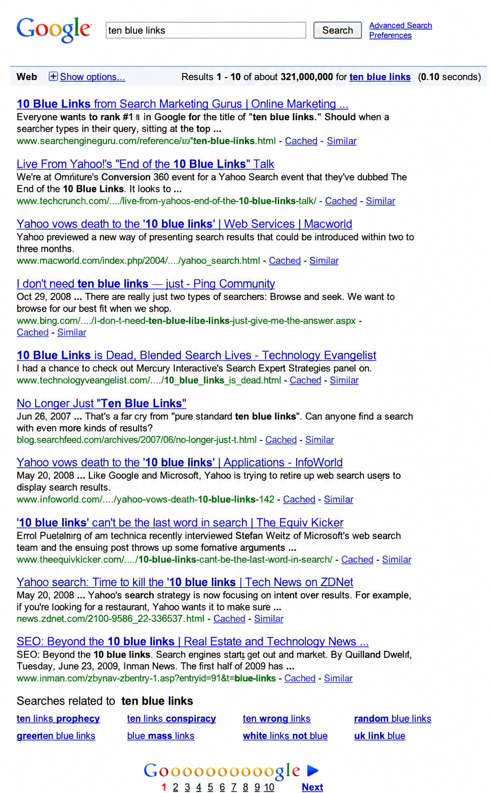 10 Blue links